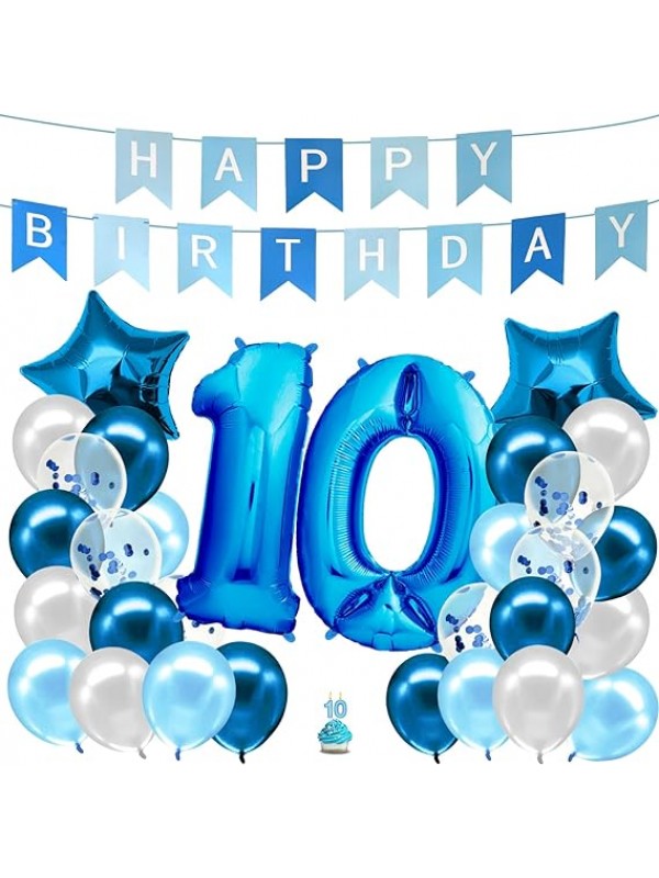 Decoratie verjaardag blauw 10de verjaardag Happy Birthday