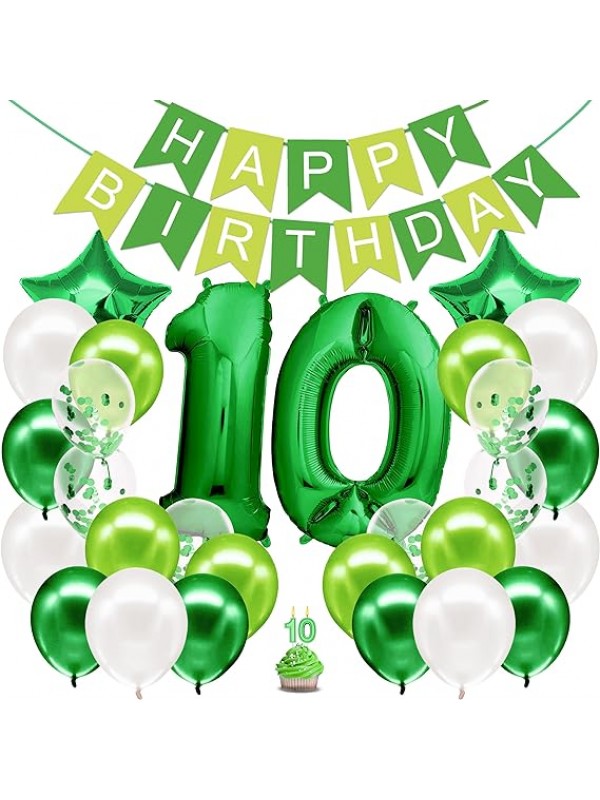 Decoratie verjaardag groen 10de verjaardag Happy Birthday