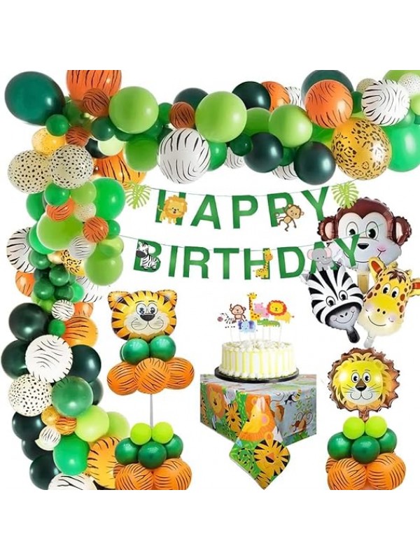 Jungle decoratie verjaardag safari dieren, verjaardag banner Happy Birthday 
