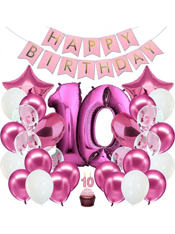 Decoratie verjaardag pink 10de verjaardag Happy Birthday